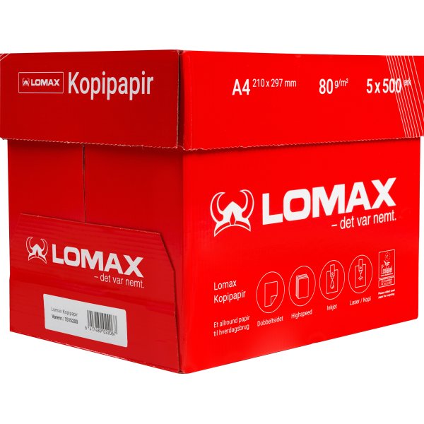 Lomax kopipapir/printerpapir A4/80g/500 ark