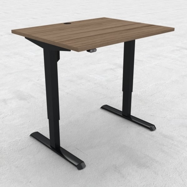 Compact hæve/sænkebord, 100x80 cm, Valnød/sort
