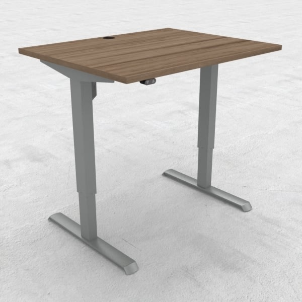 Compact hæve/sænkebord, 100x80 cm, Valnød/alu