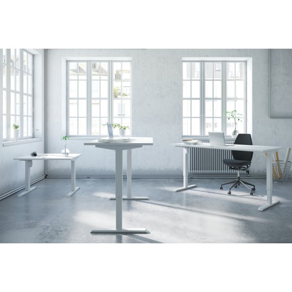 Compact hæve/sænkebord, 100x80 cm, Valnød/hvid