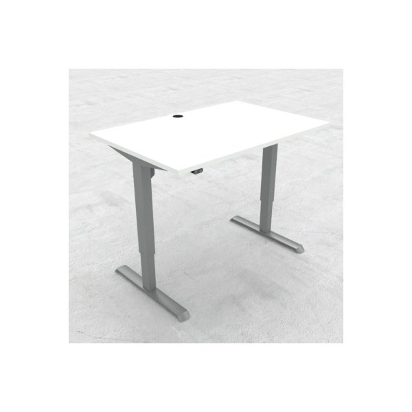 Compact hæve/sænkebord, 120x80 cm, Hvid/alu
