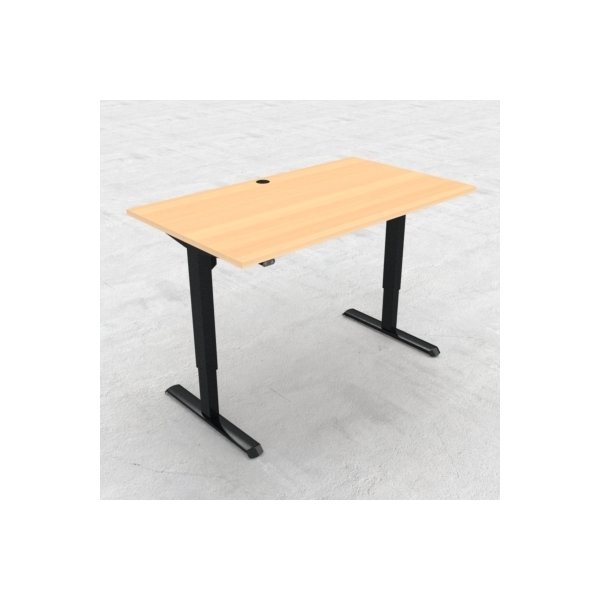 Compact hæve/sænkebord, 140x80 cm, Bøg/sort