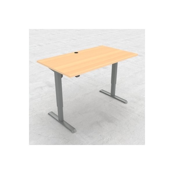 Compact hæve/sænkebord, 140x80 cm, Bøg/alu