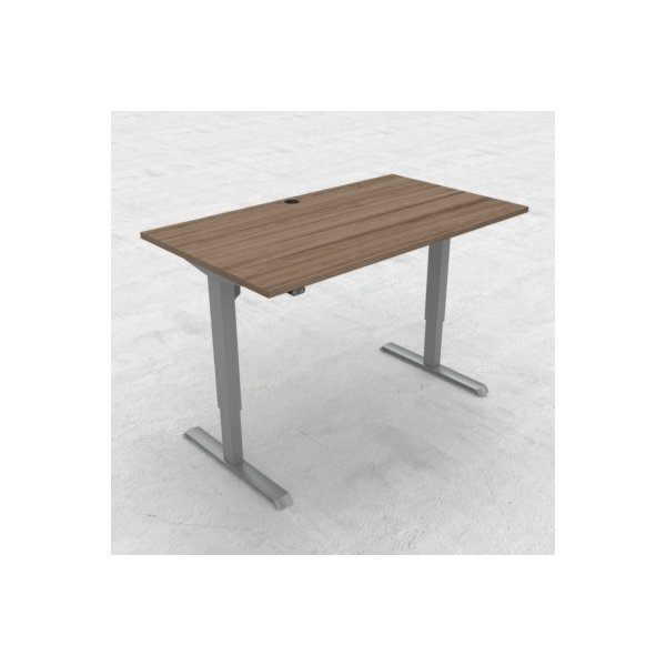 Compact hæve/sænkebord, 140x80 cm, Valnød/alu