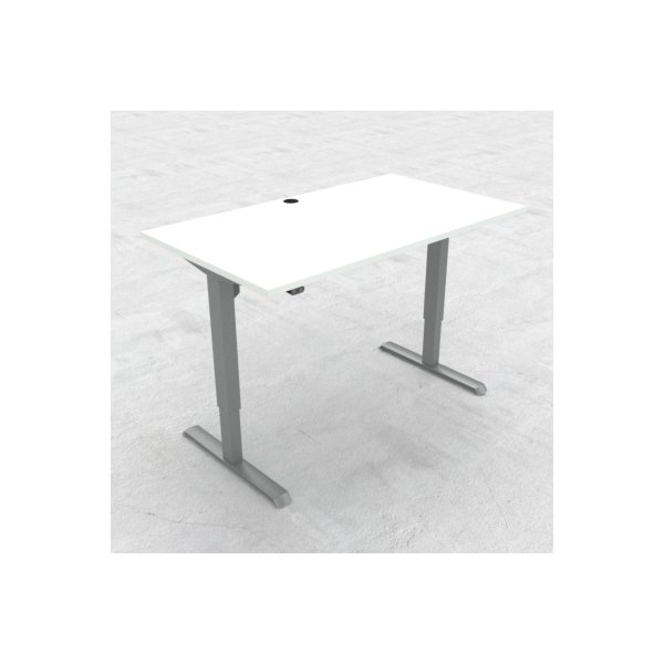 Compact hæve/sænkebord, 140x80 cm, Hvid/alu