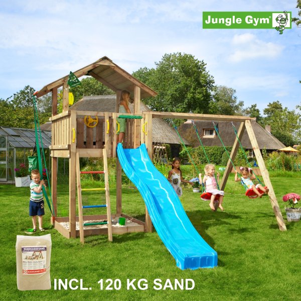 Jungle Gym Chalet legetårn swing sand &rutschebane