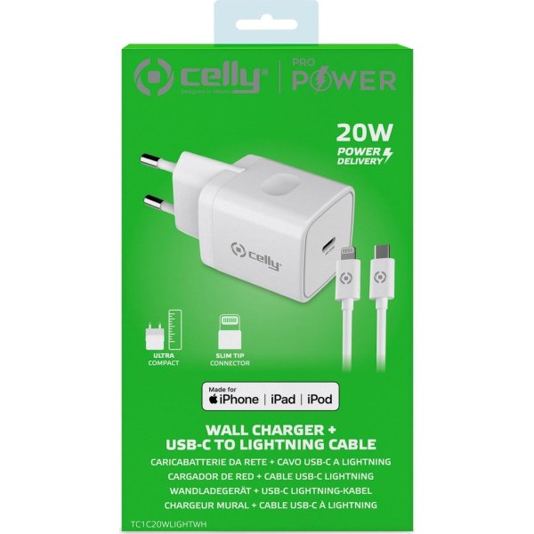 Celly ProPower 20W USB-C til Lightning oplader