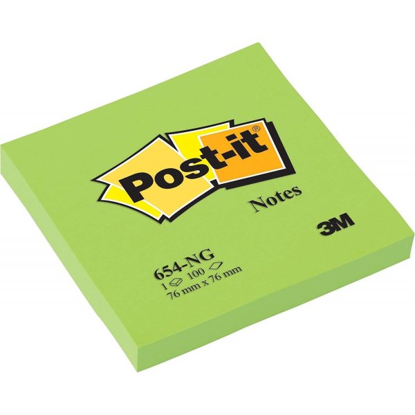 Post-it memoblok 76 x 76mm, neongrøn