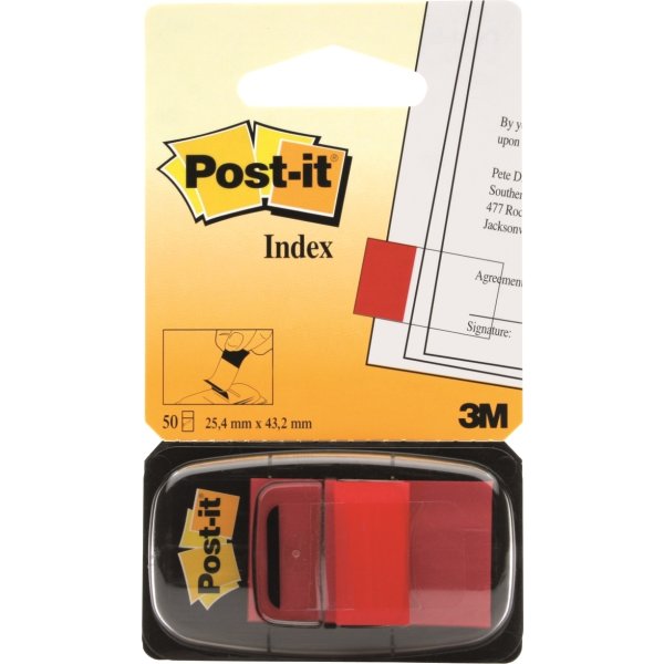 Post-it indexfane, rød 25x43 mm