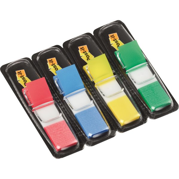 Post-it Indexfaner | 12x43 mm | Rød/blå/gul/grøn