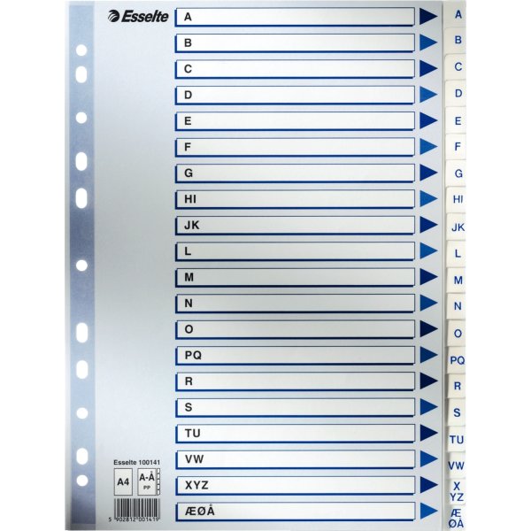Esselte Register | A4 | Plast | Hvid | A-Å