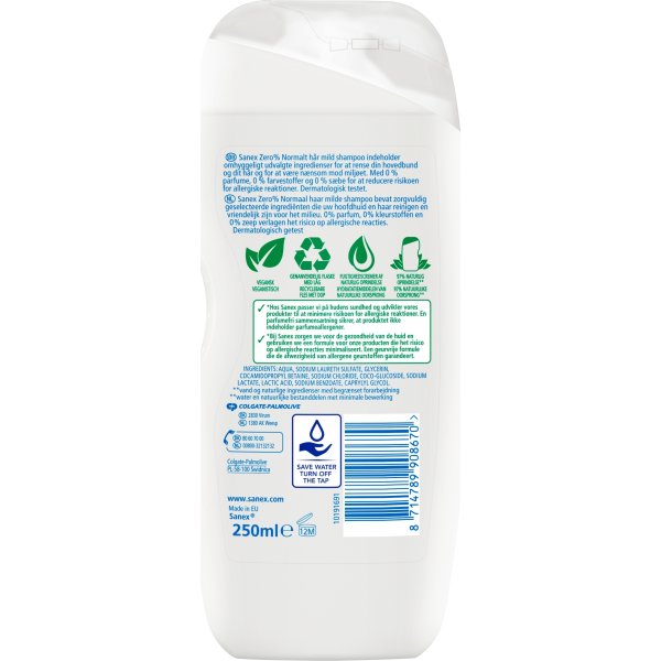 Sanex Shampoo | Zero% | 250 ml