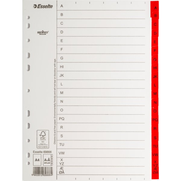 Esselte Mylar Register | A4 | Karton | A-Å