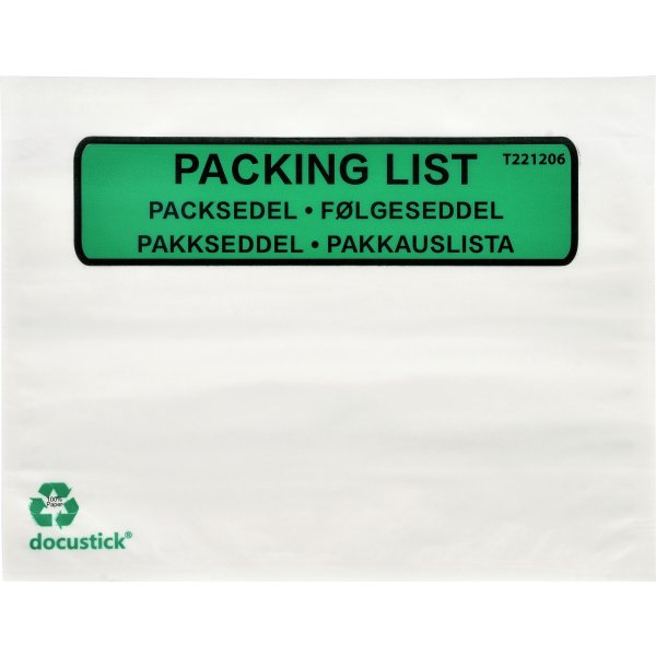 Dokumentlomme, 4 sprog, C6, Papir, 1000 stk.