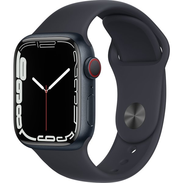 Apple Watch Series 7 (GPS+4G), 41mm, midnat, sport