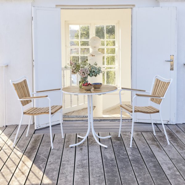 Marguerit cafébord ø70 cm + 2 stole, Hvid