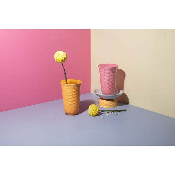 Lyngby Porcelæn Rhombe color vase, rosa H20 cm