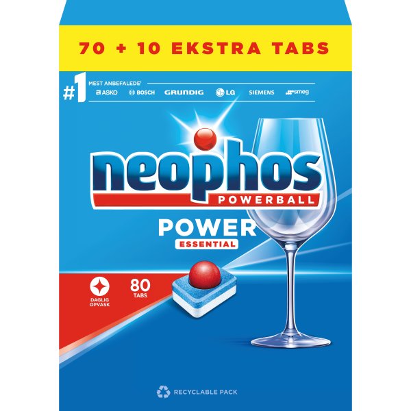 Neophos Opvasketabs | Power Essential | 80 stk