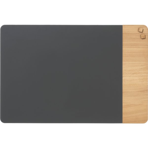 NAGA Glassboard tavle m. oak veneer 60x80 cm, grå