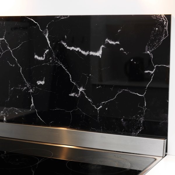 NAGA magnetisk stænkplade, 100x50 cm, sort marmor