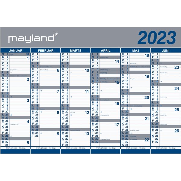 Mayland 2023 Kæmpe kalender | 2x6 mdr. | Papir