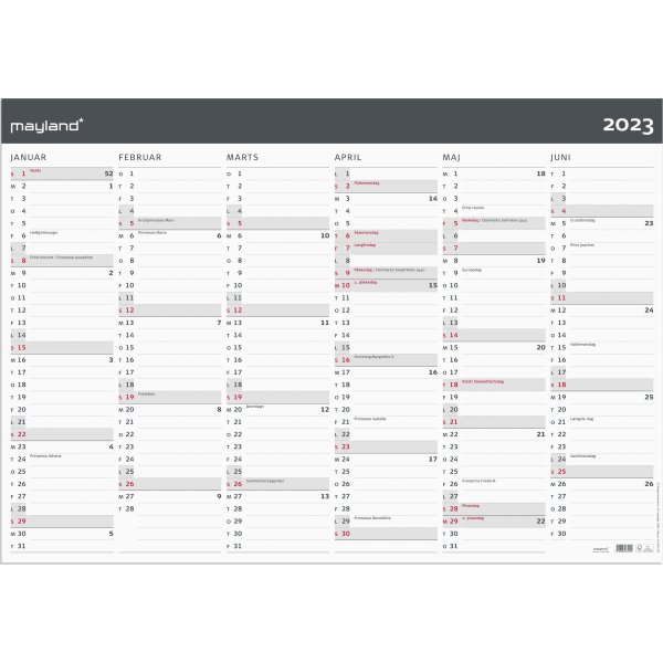 Mayland 2023 Kæmpe kalender | 2x6 mdr. | Moderne