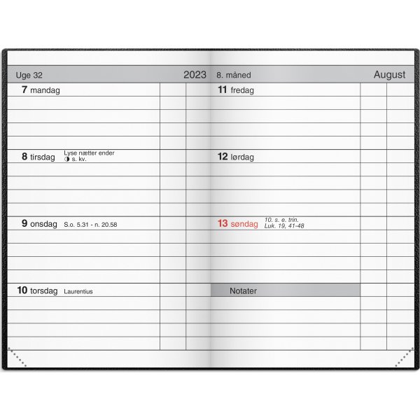 Mayland 2023 Lommekalender | Uge | T | Sort
