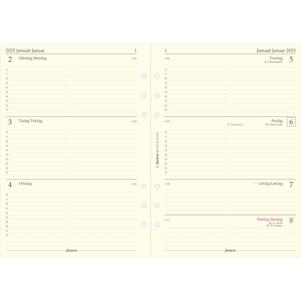 Filofax 2023 Refill | A5 | Uge | Tværf.