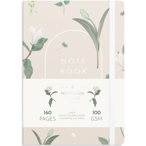 Burde Deluxe Notesbog | A5 | Linjeret | Floral