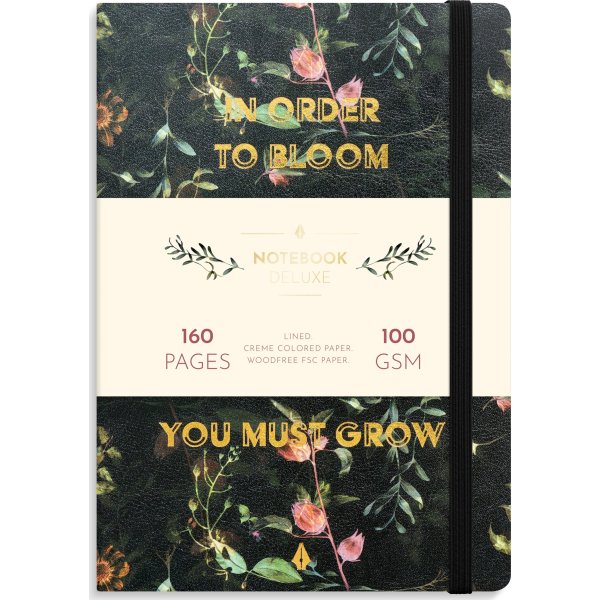 Burde Deluxe Notesbog, A5, linjeret, flower