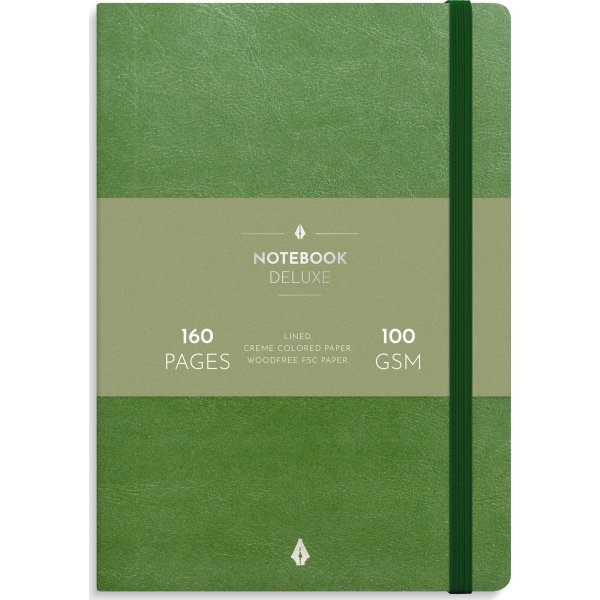 Burde Deluxe Notesbog, A5, linjeret, green