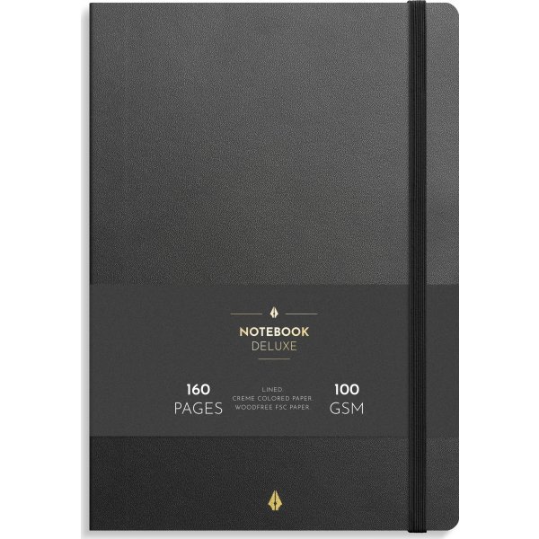 Burde Deluxe Notesbog | B5 | Linjeret | Black