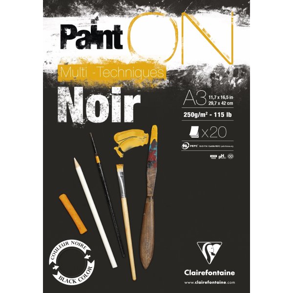 Clairefontaine PaintON Tegneblok | Black | A3