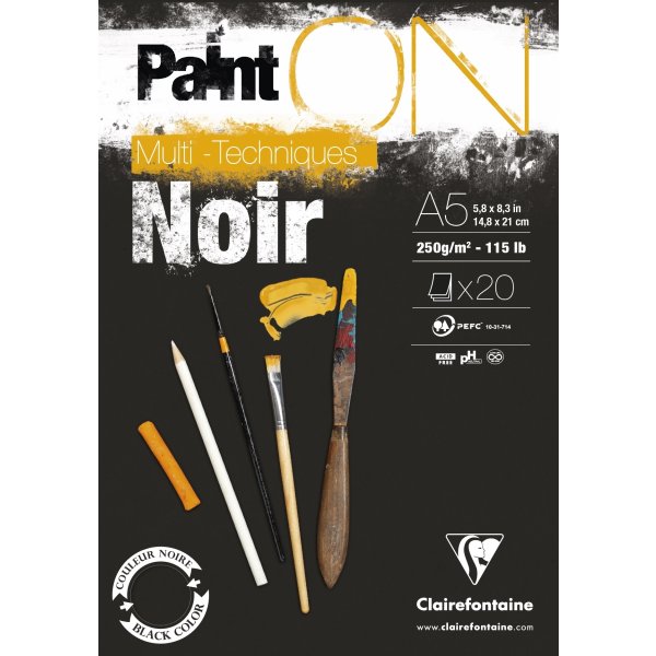 Clairefontaine PaintON Tegneblok | Black | A5