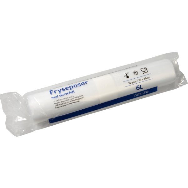 Fryseposer m/skrivefelt 6 L, 25x50 cm, 30 ps