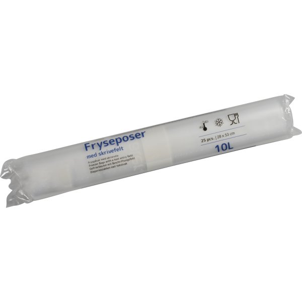 Fryseposer m/skrivefelt 10 L, 28x53 cm, 25 ps