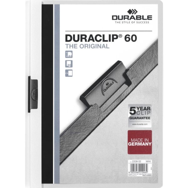 Durable Duraclip 60 klämmapp | A4 | Vit