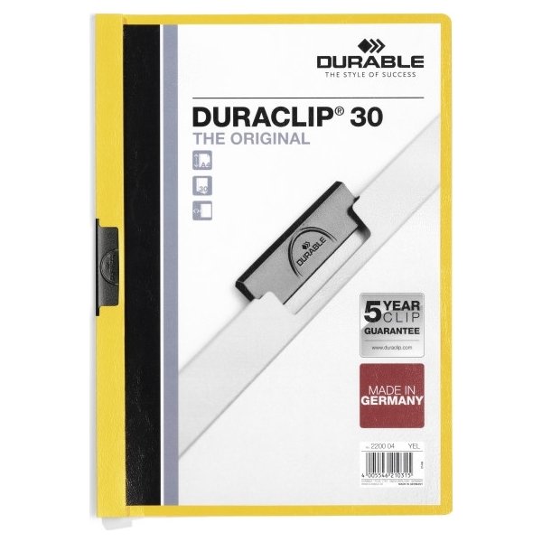 Durable Duraclip 30 Klemmappe | A4 | Gul