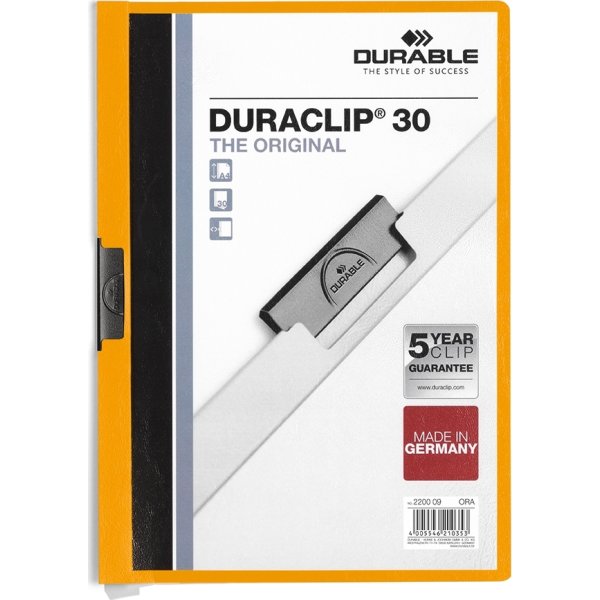 Durable Duraclip 30 klämmapp, orange