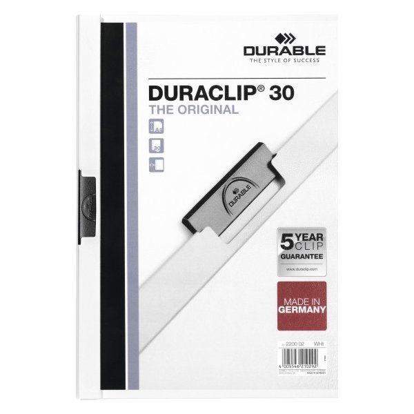 Durable Duraclip 30 klämmapp, vit