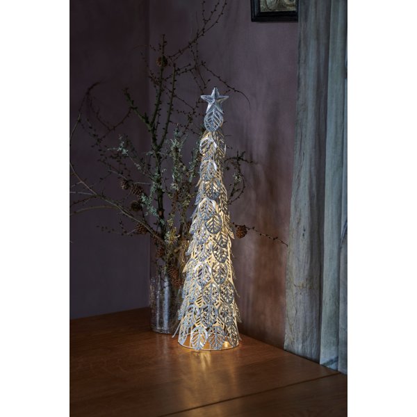 Kirstine Træ m. 25 LED, H63,5 cm, Sølv
