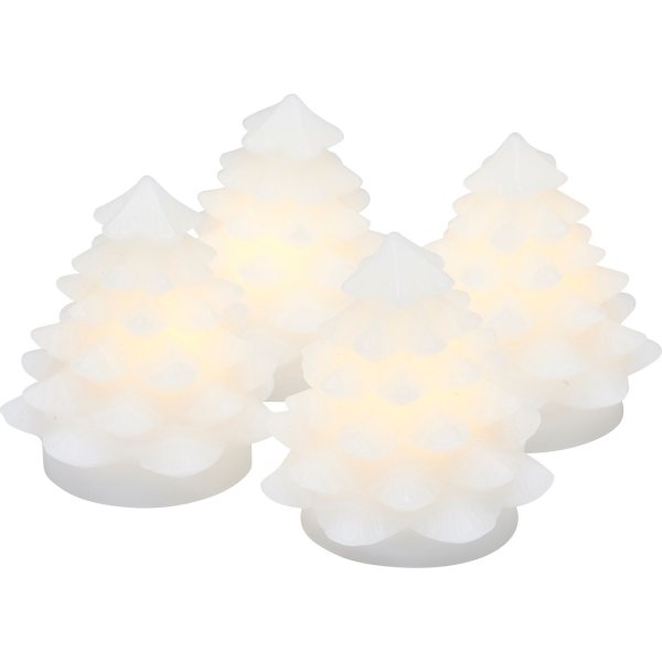 Sirius Carla Mini Juletræ, LED, H7 cm, Hvid, 4 stk
