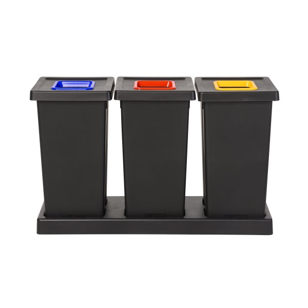 Style base til affaldsspande, 3x53 L, sort