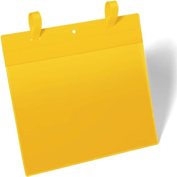 Durable Lagerlommer m/stropper, A4 tværformat, gul