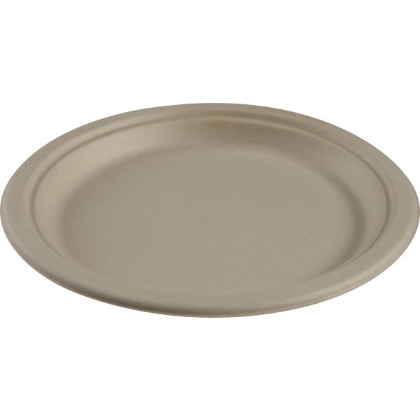 Engangstallerken, Bagasse, Natur, 18 cm, 50 stk
