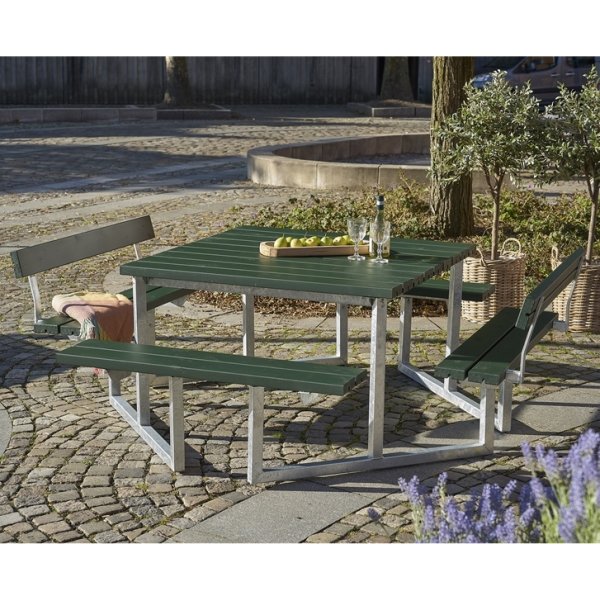 Plus Twist bord/bænkesæt, m/2 Ryglæn, Grøn, 204 cm