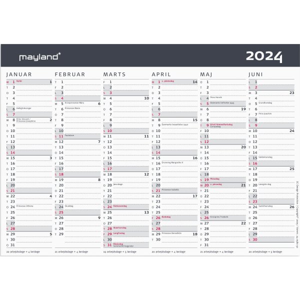 Mayland 2024 Kontorkalender | Moderne | A5