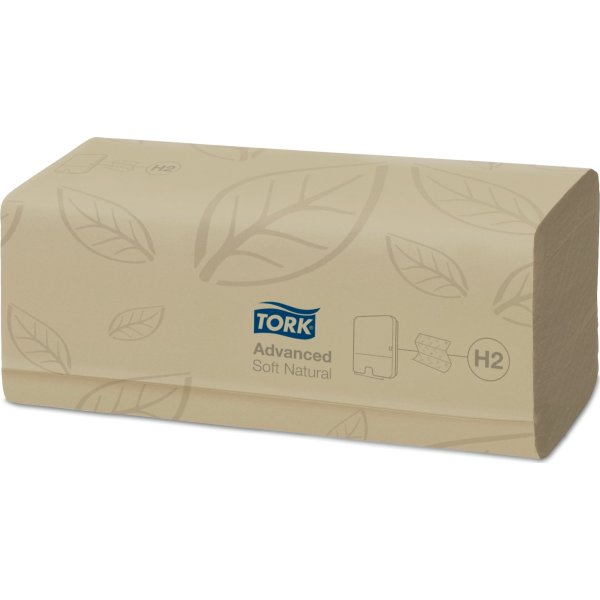Tork H2 Adv. Soft Håndklædeark Natur Z-fold, 21 pk