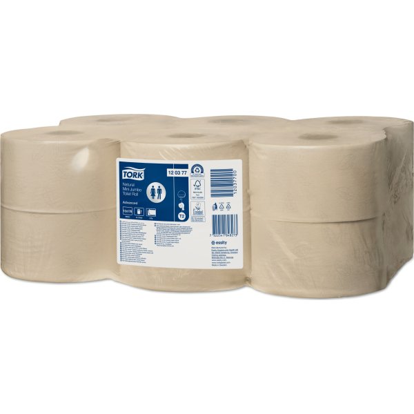 Tork T2 Adv Mini Jumbo Toiletpapir, Natur, 12 rl