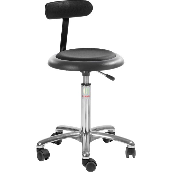 Micro Stol, Sort, Kunstlæder, 47-66cm, Pol. Ryglæn